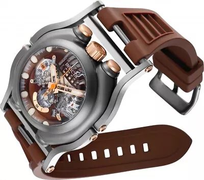 Invicta Men's Sea Hunter Brown Dial Quartz 56mm Brown Silicone Band Watch 41716 • $213.99