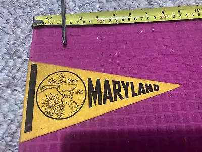 VINTAGE Maryland Pennant THE OLD LINE STATE Sunflowers BALTIMORE - Ship Fast • $9.69