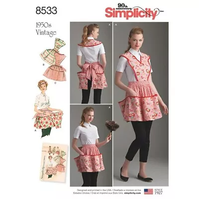 Vintage Reissued 1950s Simplicity Pattern 8533 Misses Retro Aprons Sz S-M-L NEW • $14.20
