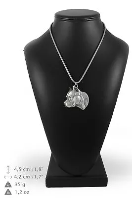 Amstaff Type 3 - Silver Covered Necklace On Silver Chain Art Dog AU • $96.97