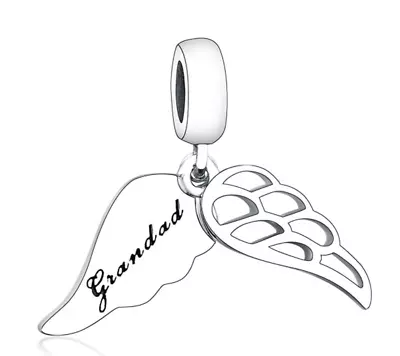 CLOSING DOWN SALE Brand New Sterling Silver Grandad Angel Wings Dangle Charm • £14.99