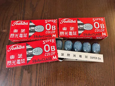 Lot Of 3 Toshiba Class M 0B Color Vintage Flash Bulbs Blue 15 Bulbs Total • $12.75