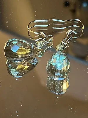 Gold Sand Quartz Briolette Pierced Earrings! Sparkling And Dangly! • $13