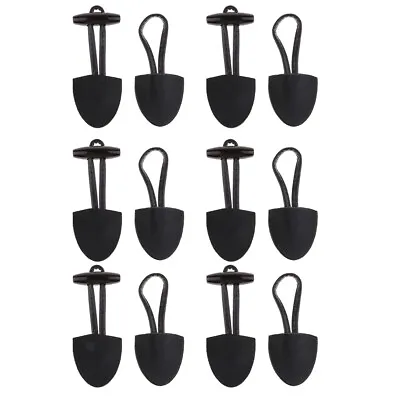 £6.96 • Buy 6 Pairs PU Leather Horn Toggle Buttons For Duffle Coat Fastener Buckle Black