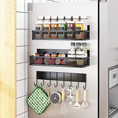 Magnetic Spice Rack For Refrigerator 3 Pack Magnetic Shelf Moveable Magnetic F • $24.38