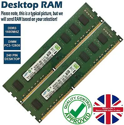£3.98 • Buy 2GB 4GB 16GB Memory RAM Desktop PC3 12800 DDR3 1600MHz 240 Pin Non-ECC Lot