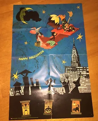 Vtg Halloween Poster 1979 Cat Witch Skeleton Pumpkin Empire State School 34x22 • $34.99