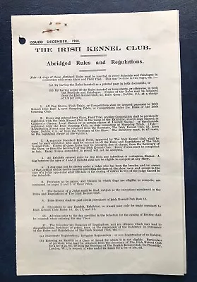 Irish Kennel Club 1940 Rules & Regulations M418 • £3.95