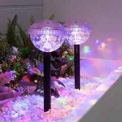 Solar Disco Stake LED Multi-Colour Changing Lights Pair Garden Patio Border • £14.99