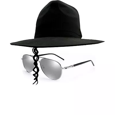 MJ Michael Jackson Black Hat Fedora Sunglasses With Wig For Imitator 80s • $59.99