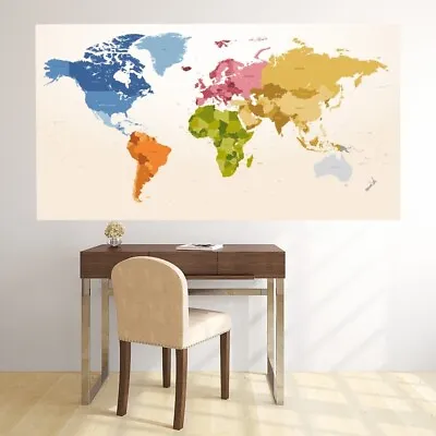 Colourful World Map Wall Sticker WS-51368 • £11.98