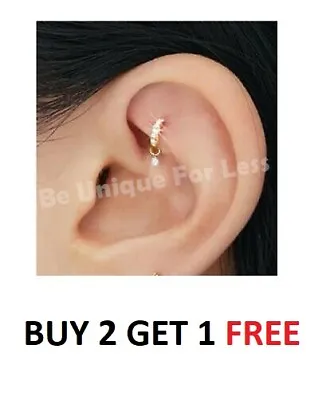 £3.99 • Buy Dangly Encrusted Crystal Cartilage Earring,Cartilage Tragus Nose Hoop Helix Ring