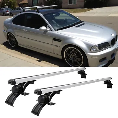 $159.68 • Buy For E36 46  Silver Car Top Roof Rack Cross Bar Cargo Luggage Carrier Aluminum