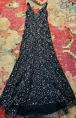 Womens NWOT Navy Celestial Wicca Formal Star Moon Dress S M 6 7 8 Long Witch • $23.62