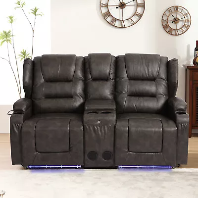 Recliner Sofa 2-seater Reclining Couch PU Leather Loveseats Home Theater Seating • $859.99