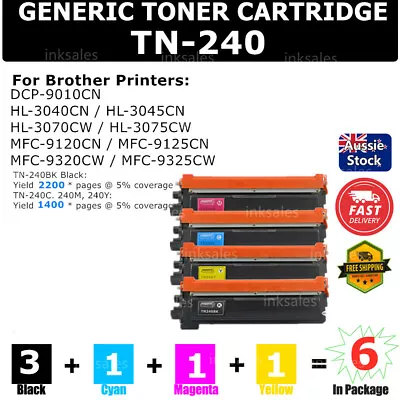 6x Generic Toner TN240 TN-240 For Brother MFC9120CN HL3040CN HL3045CN DCP9010CN • $80.80