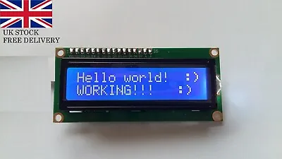 BLUE 1602 16x2 LCD Display (HD44780) With FREE Pins Arduino Raspberry PI PIC • £4.45