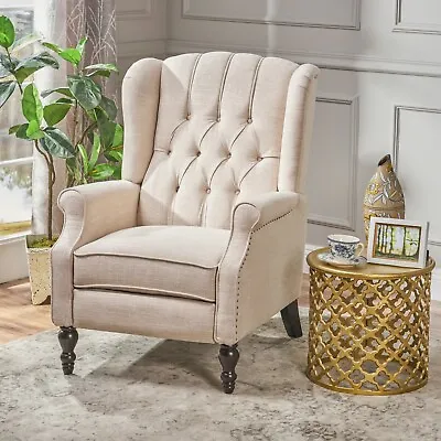 Tufted Wingback Recliner Chair With Nailhead Trim • $273.55