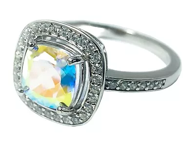 R2191S 7x9mm Oval Cut Moonlight Topaz Sterling Silver Modern Ring • $40