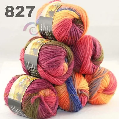SALE LOT 6 Skeins X 50gr NEW Chunky Colorful Hand Knitting Scores Wool Yarn 827 • $24.99