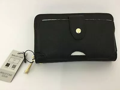 Wallet Purse Phone Case Cover In Vegan Leather Wristlet Stylish Black AU Sellers • £15.60