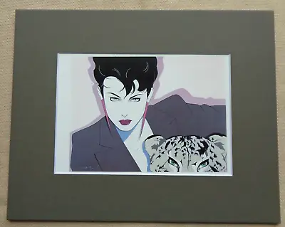 Patrick Nagel Art Print Sexy Lady Black Hair Cheetah Cat Animal Purple Pink 8x10 • $29.99