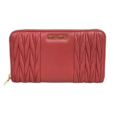 MIUMIU Wallet Long Wallet Logo Leather Red 197A Authentic • £0.80