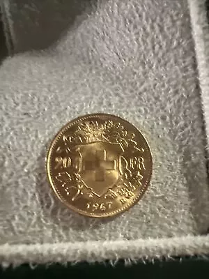Swiss 1947-B 20 Franc Gold Helvetica Bern Minted Coin Vreneli Switzerland • $550