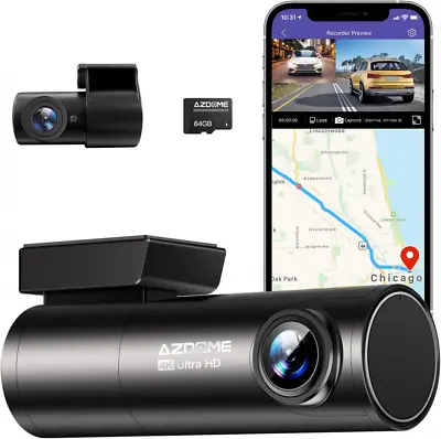 $266.16 • Buy AZDOME 4K Dash Cam Front And Rear, Built In WiFi GPS Dual Dashcam For Car, 