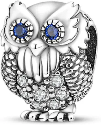 Genuine Sterling Silver 925 Crystal Wise Owl Charm Graduation Tawny Owl Wisdom  • £12.99