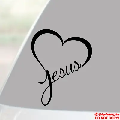 JESUS HEART Vinyl Decal Sticker Car Window Wall Bumper God Love Christ Bible • $2.99