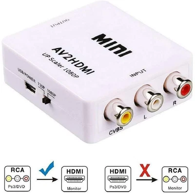 £6.49 • Buy 3 RCA To HDMI CVBS Full HD Video AV Scart 1080p Composite Converter Mini Adapter