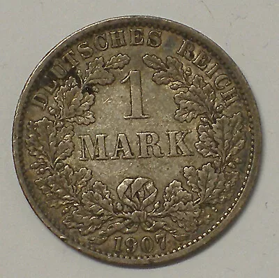 1907 A 1 Mark German Empire Silver Coin .900 Fine Silver • $7.99