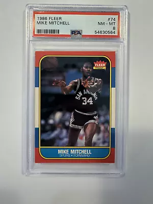 1986 Fleer #74 Mike Mitchell Spurs PSA 8. Comes With Free Auto! • $15