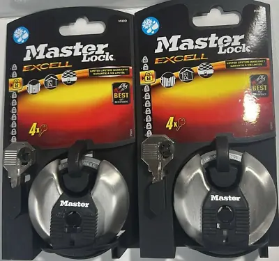 2 X Master Lock M40EURD Excell Stainless Steel Discus 70mm Padlock Strong Heavyd • £19.99