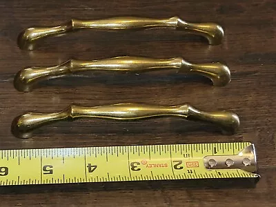 Vintage Brass Toned Cabinet Drawer Pulls Handles Lot Of 3 • $12.99