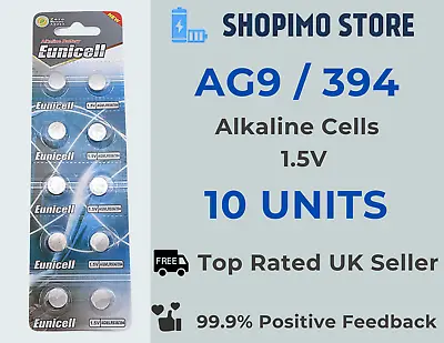 10 X 394 LR936 SR936W D394 V394 Alkaline Button Cell Coin Eunicell AG9 Batteries • £2.79