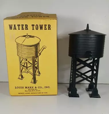 Vintage Marx O Train Original 065 Black Plastic Water Tower W/Box Approx 8.5  • $19.95