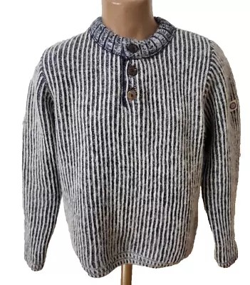 Icewear Iceland Men's Striped Long Sleeve Knit Wool Sweater  Blue Size M • $29.99