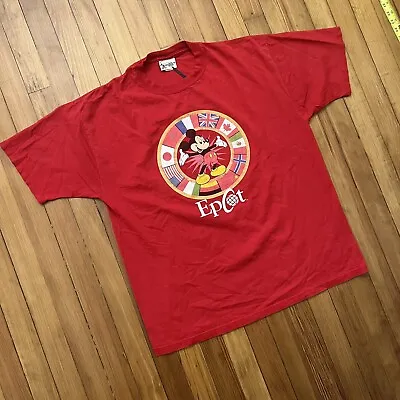 Vintage Disney Mickey Mouse T Shirt Size Large World Flags • $20