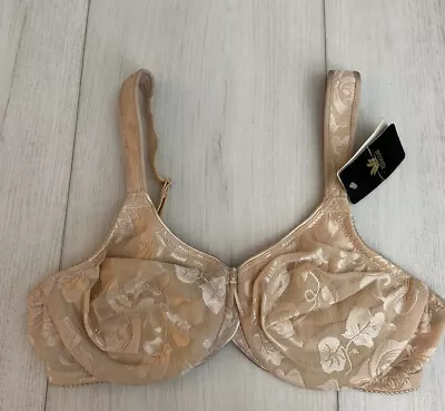 NWT Wacoal Awareness Bra Sz 34C Underwired Unlined Full Coverage Nude  85567 • $37.99
