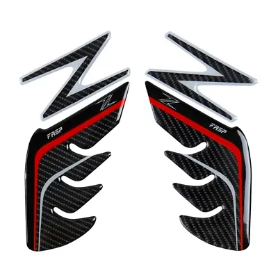 Motorcycle Fuel Tank Side Pad Decal For Kawasaki Z650 Z900 Carbon Black & Red • £19.99