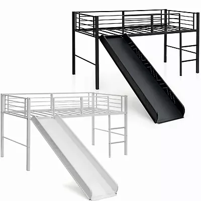 £157.99 • Buy Kids Mid Sleeper Bed Children Loft Beds Metal Single Bunk Bed Frame With Slide