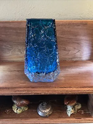 £69 • Buy Whitefriars Glass Coffin Vase Kingfisher Blue Geoffrey Baxter