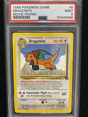 $49.99 • Buy 1999 Pokemon Game Movie Black Star Promo Dragonite #5 PSA 9 Mint