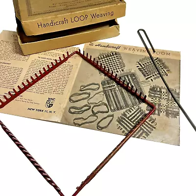 Vintage Metal Handicraft 403 Weaving Loom Jersey Loop Weaving Red Original Box • $15.19