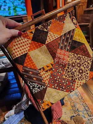 Vintage Yarn Caddy Cloth Bag Folding Wood Frame Sewing Knit Basket Bag MCM • $40