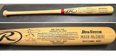 Mark McGwire 1998 50-50-50 Home Run LE Rawlings Bat Cardinals 2999/3500 • $75