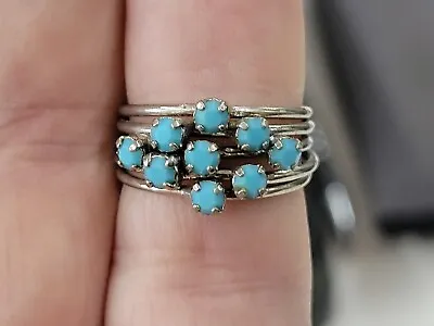 Vintage Ladies Turquoise 5 Stacked Band Ring Size 6.5 Made In Austria  • $9.99
