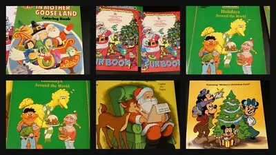 Vintage Christmas Santa Claus Coloring Book Lot Of Four Mickey Sesame Street • $10